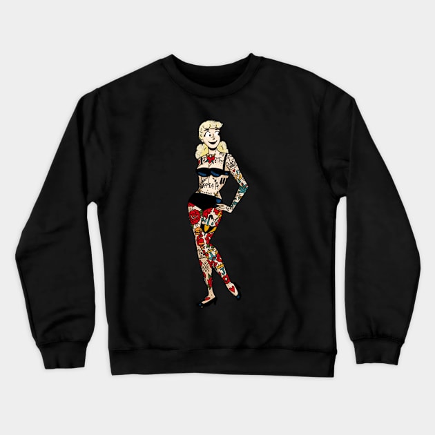 Tattoo Betty Crewneck Sweatshirt by HEcreative